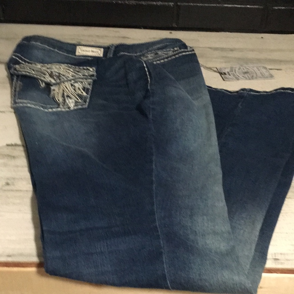 Vintage Brass Dry Goods embellished boot cut denim jeans size 16